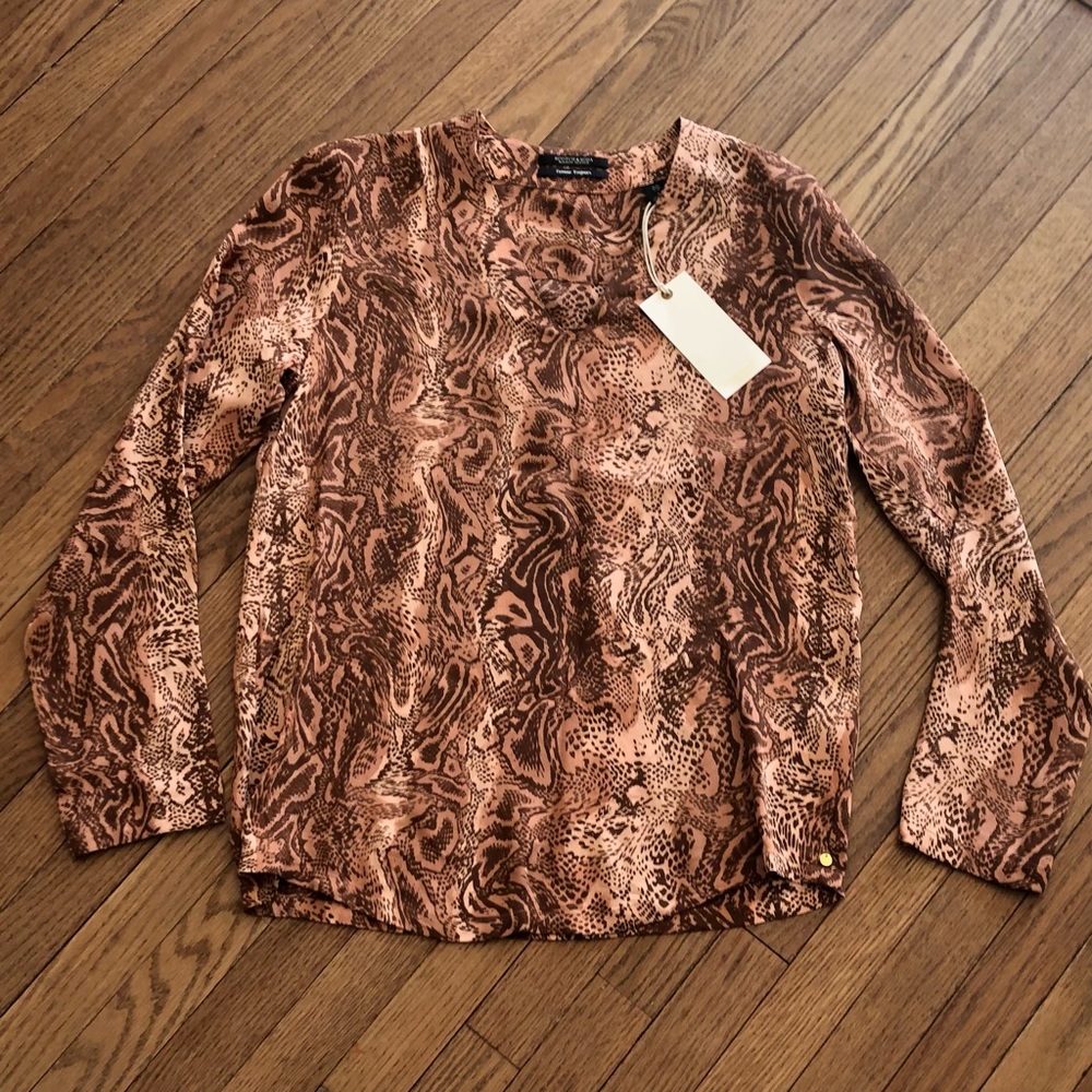 Scotch & Soda Maison Scotch V-neck Viscose Long Sleeves Blouse Size Small - Picture 8 of 8